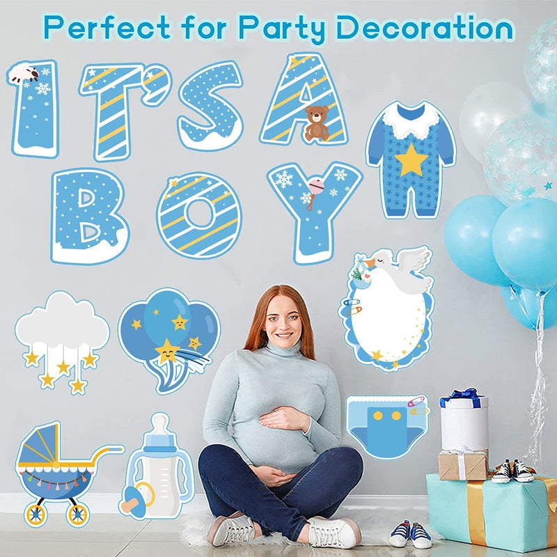 14PCS Its a Boy Baby Shower Yard Sign with Stakes Gender Reveal Yard Sign for Boy Party Supplies Home Indoor Outdoor Decoracion (Shipment from FBA)