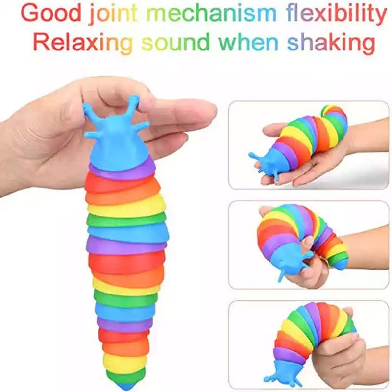 Fidget Slug; Articulated Sensory Slug Toy Makes Relaxing Sound; Caterpillar Fidget Toys Stress Relief Gifts