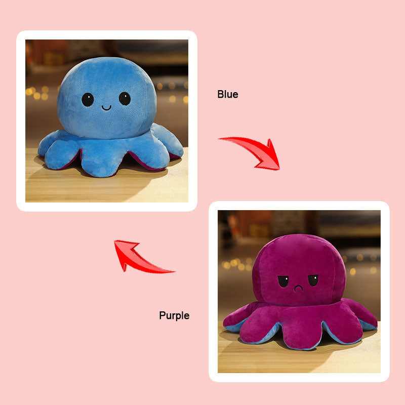 1piece Cute Flip Octopus Doll Double Face Flip Octopus Plush Toy Doll 7.48*3.93in