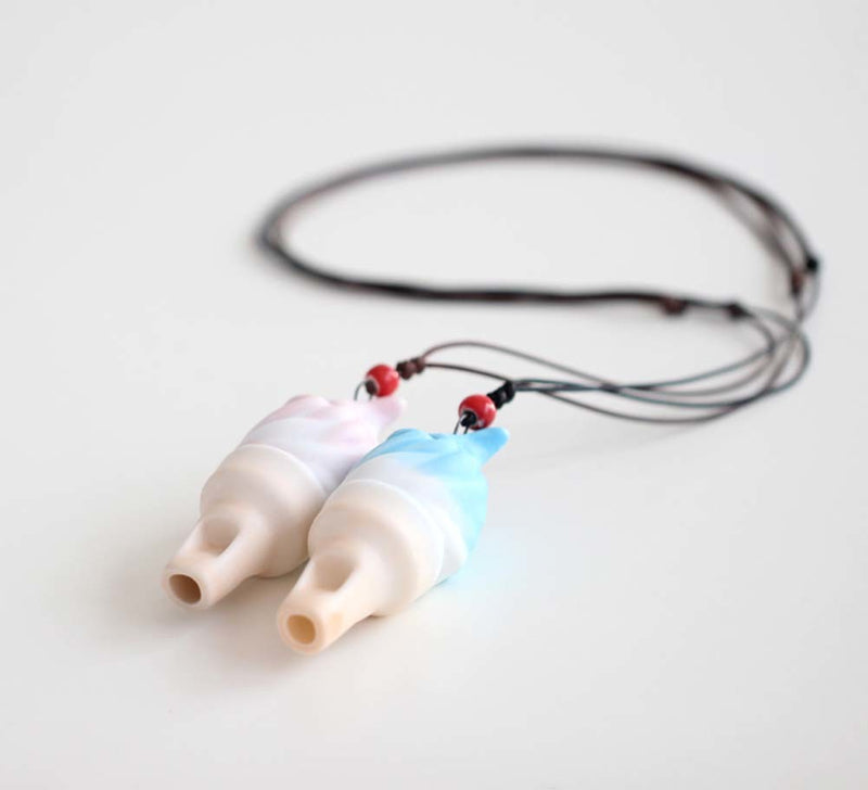 4 Packs Ceramic Whistles Necklace Creative Ice cream Shape Kids Toy; Random color