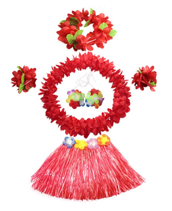 Kids Luau Hula Skirts Set Party Dance Costume Dresses