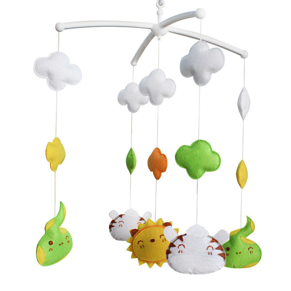 Baby Crib Mobile Animal Musical Crib Mobile Nursery Room Hanging Decor Toy Green White Yellow Lion Snake Tiger