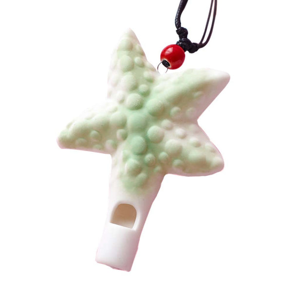 2 Packs Whistles Necklace Ceramic Starfish Shape Pendant Lovely Kids Toy Sweater Chain