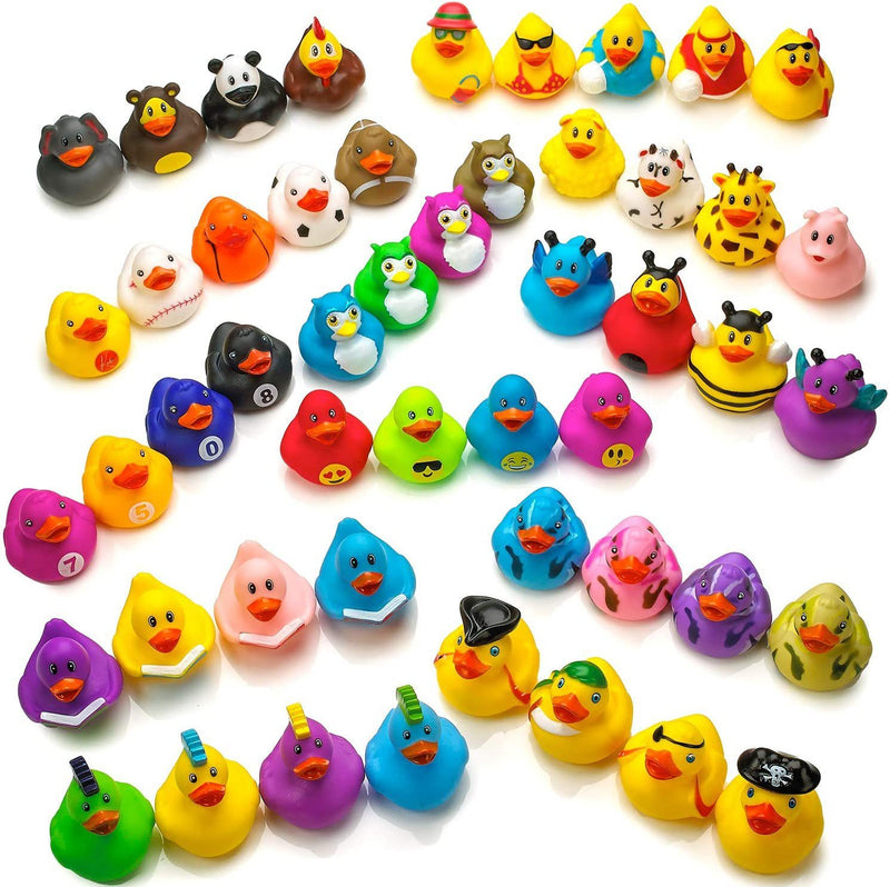 Assorted Rubber Ducks Toy Duckies for Kids and Toddlers;  Bath Birthday Baby Showers Classroom;  Summer Beach and Pool Activity;  2" Inches (Multiple attribute)