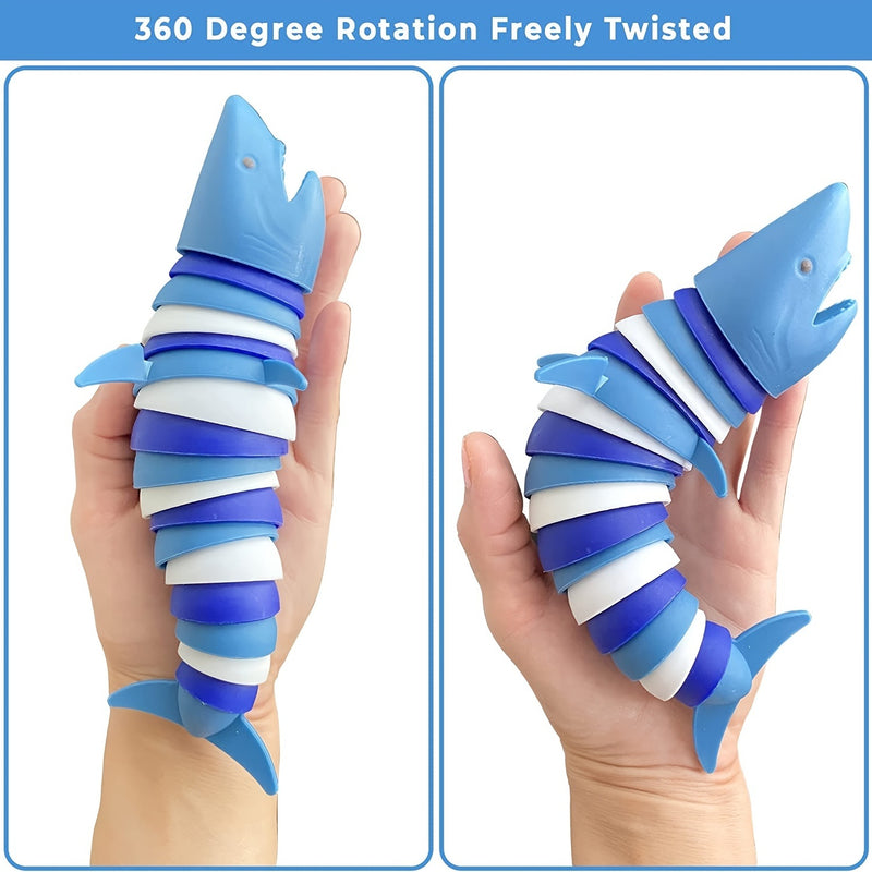 Fidget Slug Toy; 3D Articulated Stretch Shark Stress Reliever Hand Toy; Sensory Fidget Slug Toy For Adults And Kids; Pressure Relieving And Anti-Anxiety Office Desk Toy