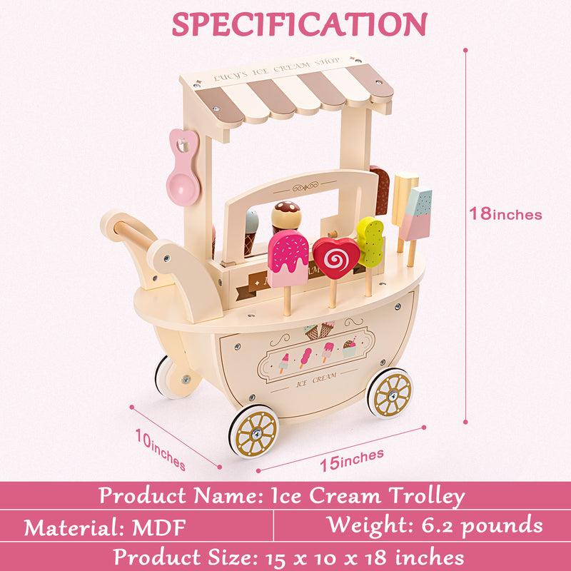 Ice Cream Cart for Kids Toddlers; Food Toys Gift for Boys Girls; (1piece an order)