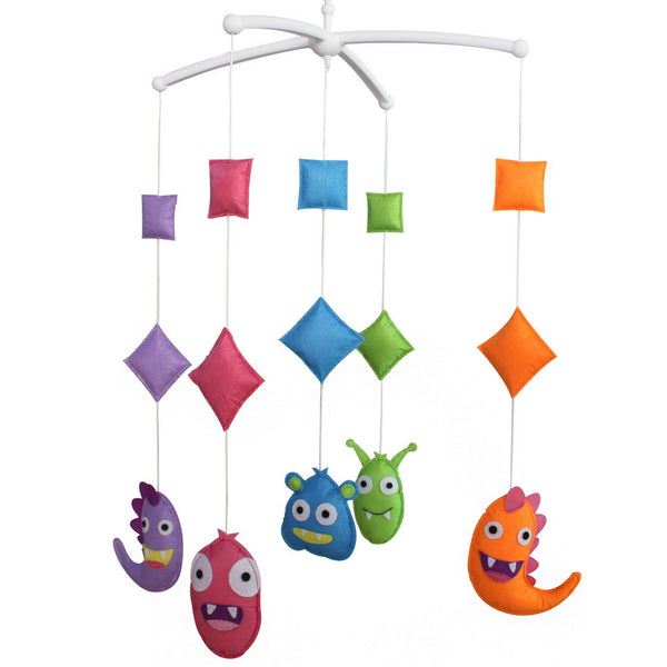 Colorful Cartoon Monster Baby Musical Crib Toys Nursery Room Halloween Decor Crib Mobile