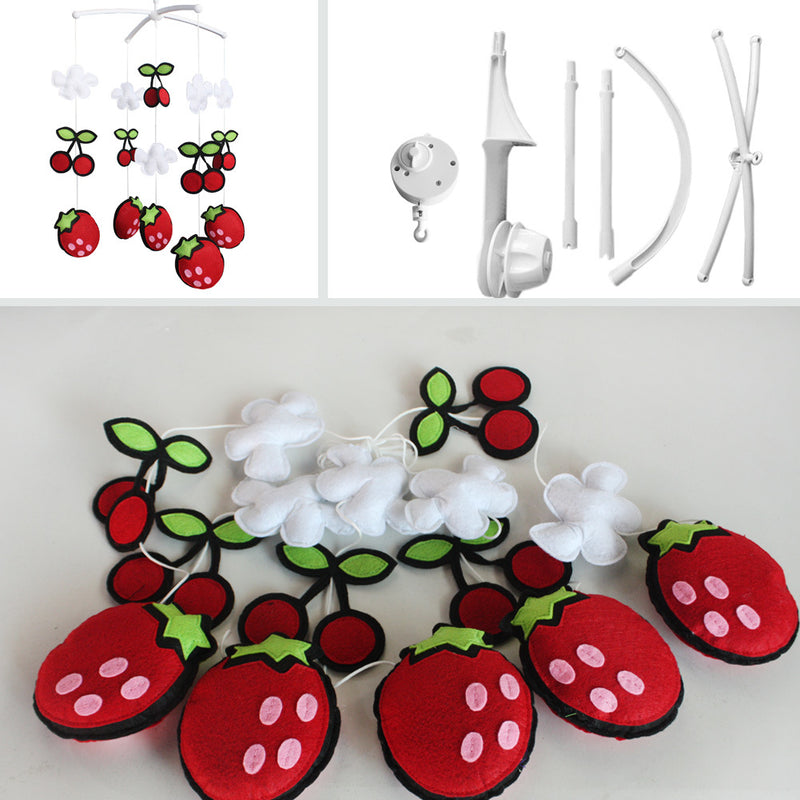 Cute Baby Crib Mobile Nursery Decor Musical Crib Mobile for Girls Baby Shower Gift Red Cherry and Strawberry Baby Mobile