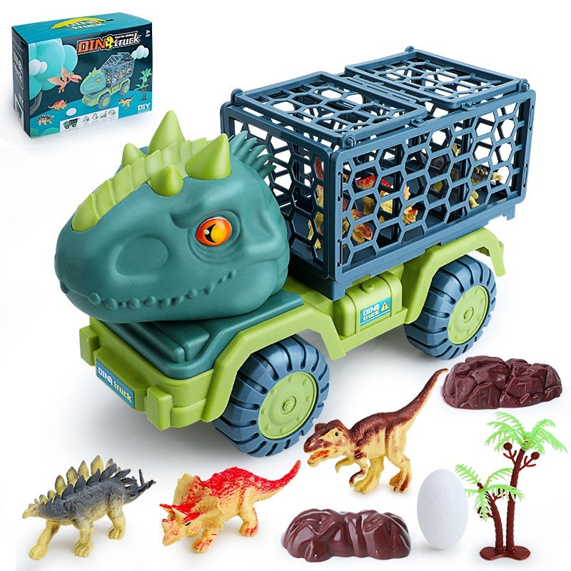 Large Dinosaur Inertia Transport Toy Car Children's Truck Christmas Birthday Gift; Dinosaur Play Set For Boys And Girls