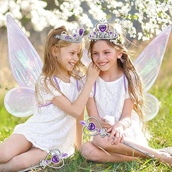 Angel wings headband fairy stick three-piece set; Fairy Wings Dress Up Sparkling Sheer Wings for Kids Girls Women