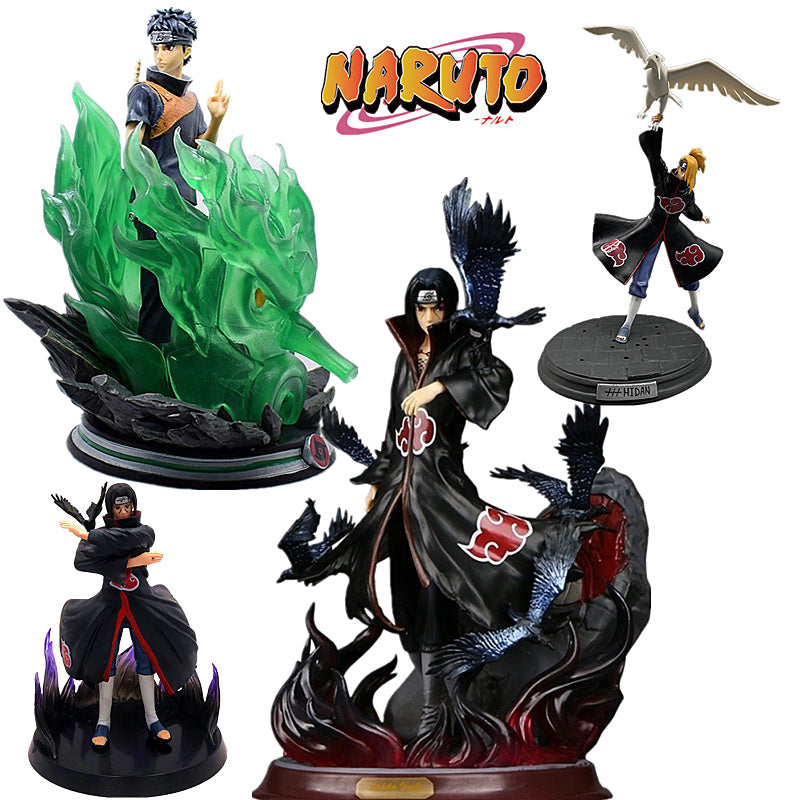 Naruto GK Uchiha Itachi I Love Rosha Cloud Sitting Crane Shield Sand Storm Sasuke Chidori San Diego PVC Action Figure Gift