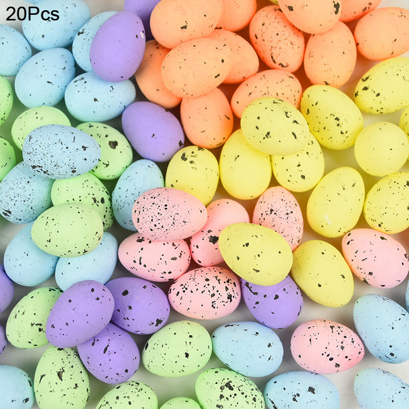 20pcs Foam Easter Eggs; Happy Easter Decorations; Painted Bird Pigeon Eggs; DIY Craft; Kids Gift; Home Decor; Easter Party Supplies