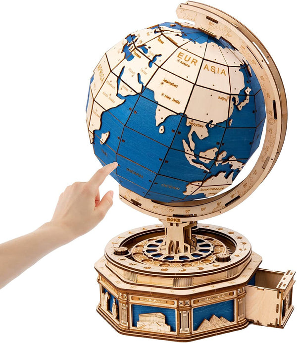 3D Wooden Puzzle for Adults-Huge Globe Puzzle Box-Wood Model Kit to Build for Adults and Teens(4 Pcs a carton)