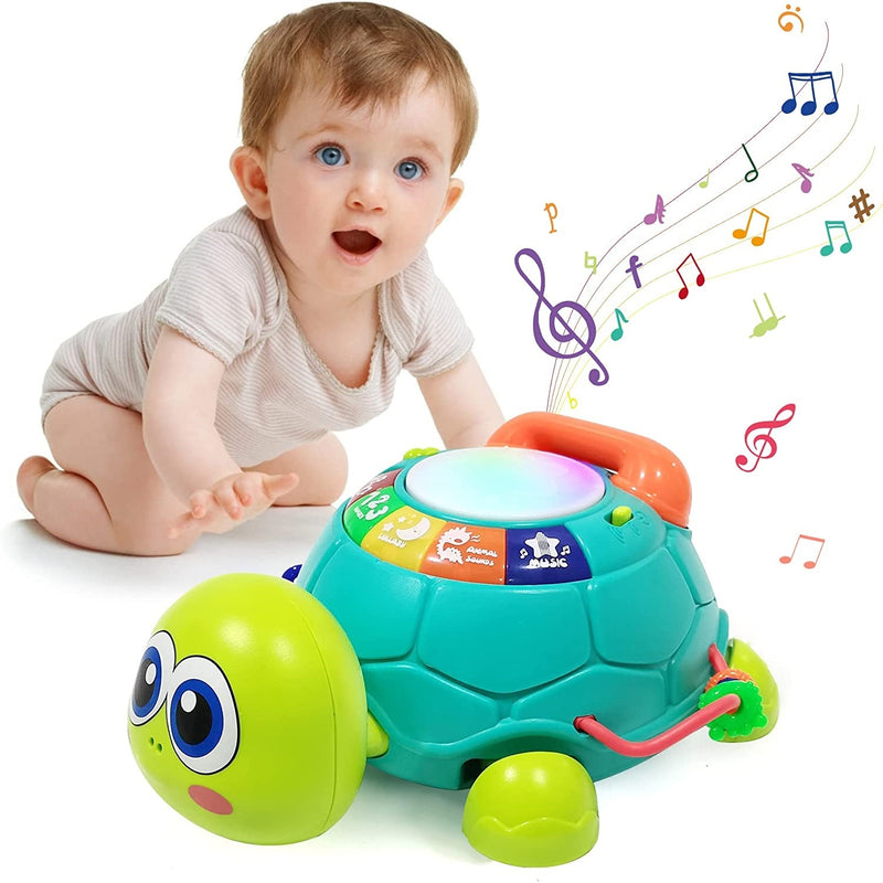 Musical Turtle Baby Toys For 6 -12 Months; Infant Light Up Music Toy For Tummy Time Development; Crawling Toy For 7 8 9 10+ Month Old; Easter Christmas For Babies 3 4 5 6 12-18 Month Boy Girl