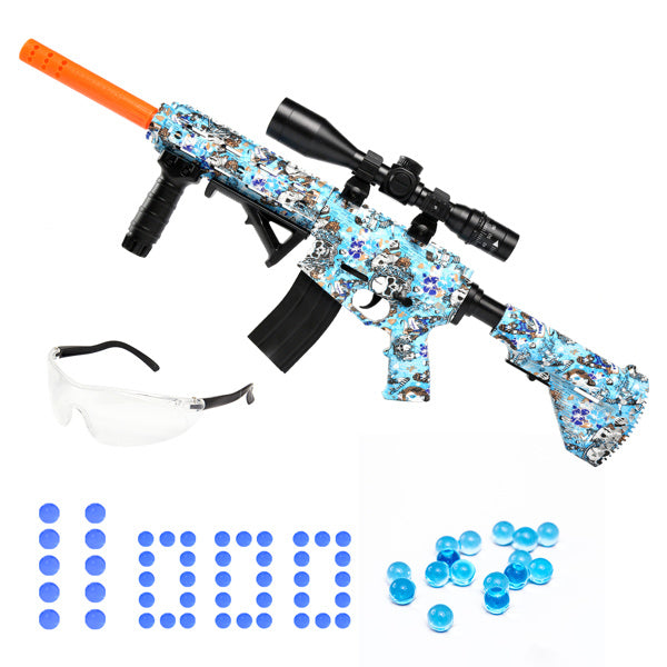 Splatter Ball Gun Gel Ball Blaster; NO for Nerf Guns EVA Bullet; Electric M416 with 11000 Non-Toxic; Eco-Friendly; Biodegradable Gellets; Outdoor Yard Activities Shooting Game(HKM416)