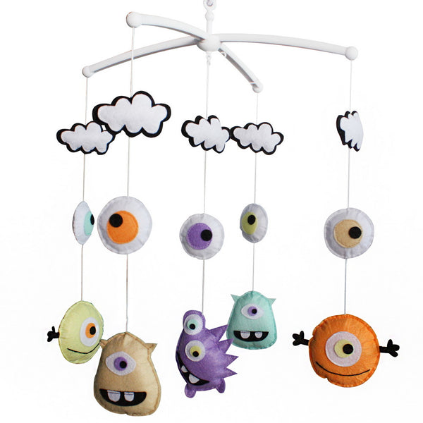 Baby Musical Crib Mobile Cartoon Monsters Halloween Decor Crib Mobile Infant Toy Baby Gift