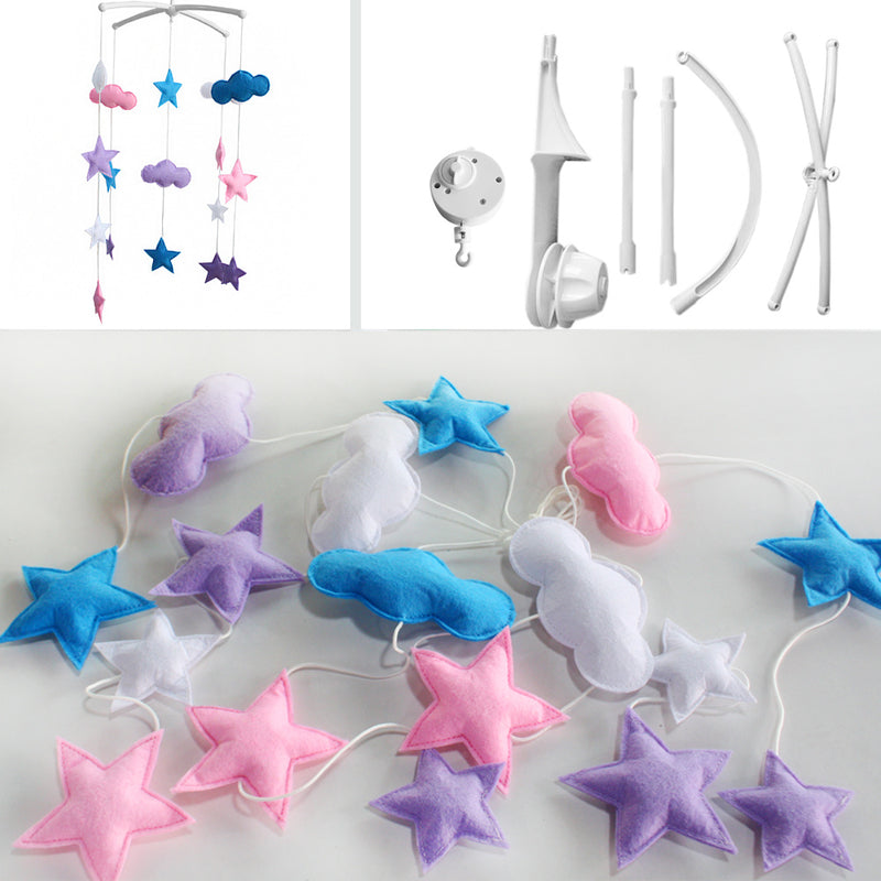 Handmade Baby Crib Mobile Blue Purple Star Baby Musical Mobile Kids Room Nursery Decoration