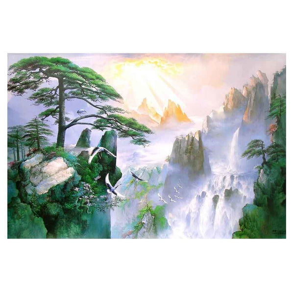 500 Piece Jigsaw Puzzle for Adults Chinese Landscape Wooden Art Puzzle Game; Guest-Greeting Pine