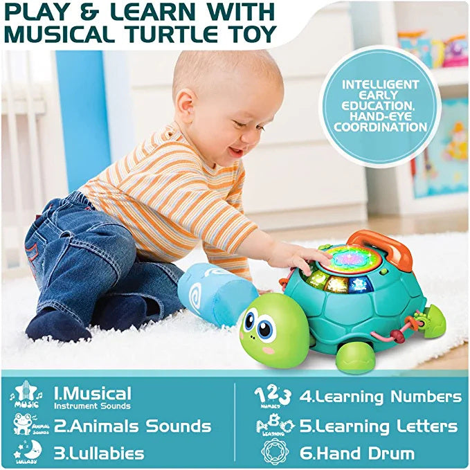 Baby Toys 6 to 12 Months;  Musical Turtle Crawling Baby Toys for 12-18 Months;  Early Learning Educational Toy with Light & Sound;  Birthday Toy for Infant Toddler Boy Girl 1-2 Year Old