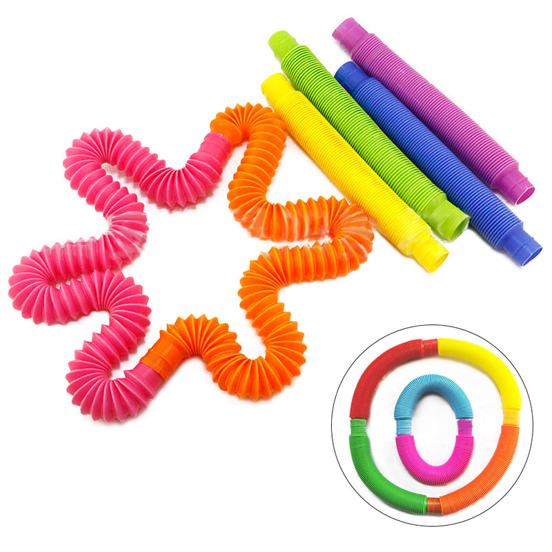 1pc Fidget Toys Creative Magical Toy Colorful Circle Funny Toys Folding Plastic Pop Tube Coil Children'S Development Educational