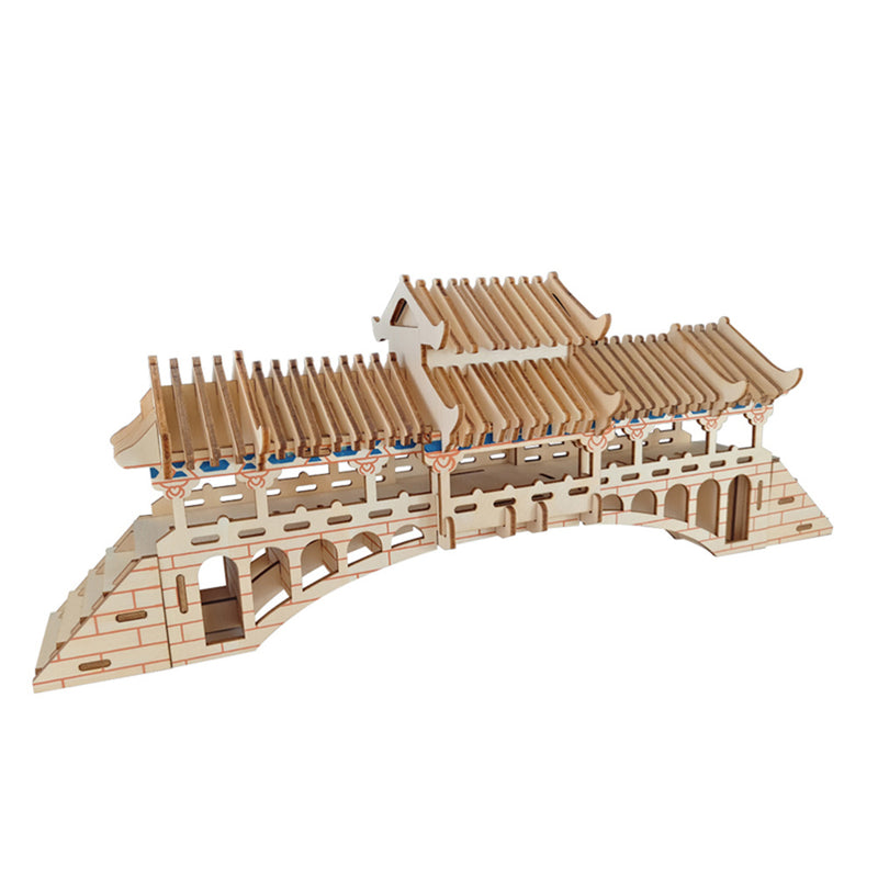 3D Wooden Puzzle for Adult DIY Assembly Cityscape Model Home Decor Gift - Covered Bridge