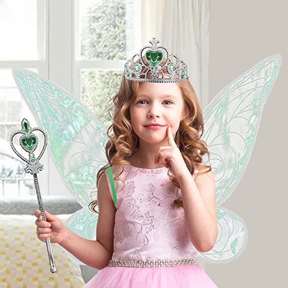 Angel wings headband fairy stick three-piece set; Fairy Wings Dress Up Sparkling Sheer Wings for Kids Girls Women