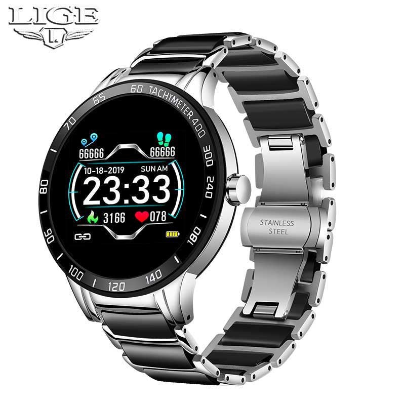 LIGE cross-border smart watch ceramic watch chain watch multi-function sports waterproof watch blood pressure itching