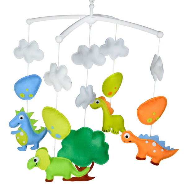 Colorful Dinosaur Forest Baby Crib Mobile Handmade Non-Woven Musical Mobile Crib Toy Nursery Room Decor