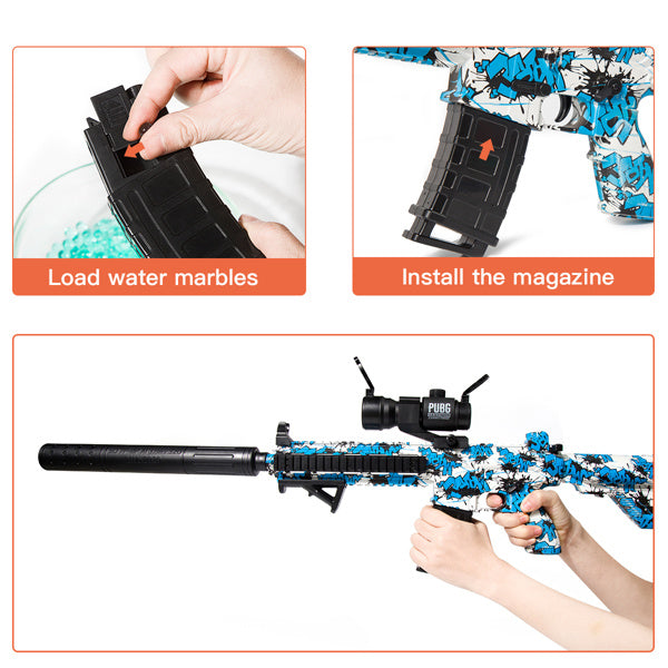 Splatter Ball Gun Gel Blaster Gun; NO for Nerf Guns EVA Bullet; Electric M416 with 11000 Non-Toxic; Eco-Friendly; Biodegradable Gellets; Outdoor Yard Activities Shooting Game (Blue)