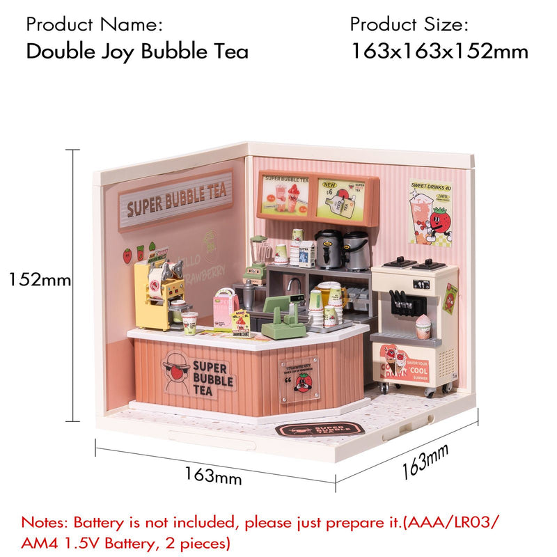 Robotime Rolife Super Creator Double Joy Bubble Tea Plastic 3D Puzzle DIY Miniature House Kit