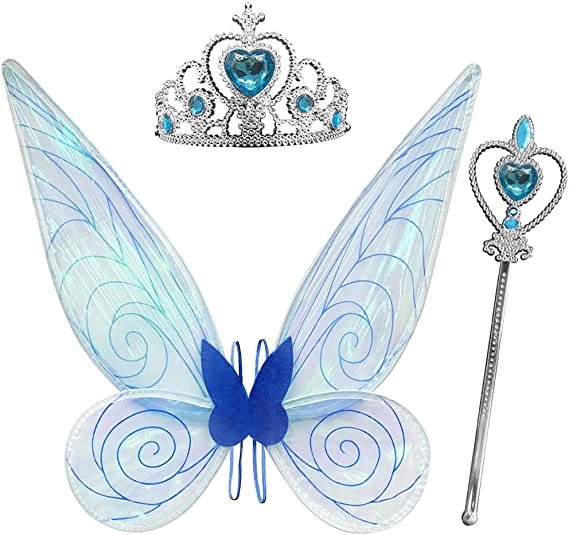 Angel wings headband fairy stick three-piece set; Fairy Wings Dress Up Sparkling Sheer Wings for Kids Girls Women