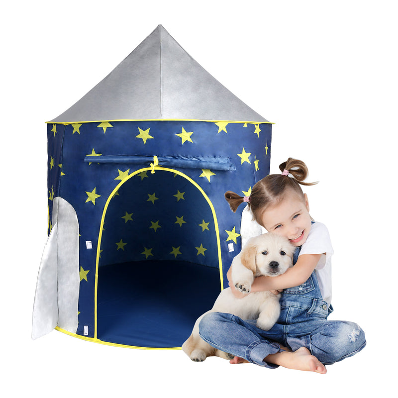 Kids Tent Rocket Spaceship; Kids Play Tent; Unicorn Tent for Boys & Girls; Kids Playhouse; Pop up Tents Foldable; Toddler Tent; Gift for Kids; Indoor & Outdoor; Blue; Space Theme