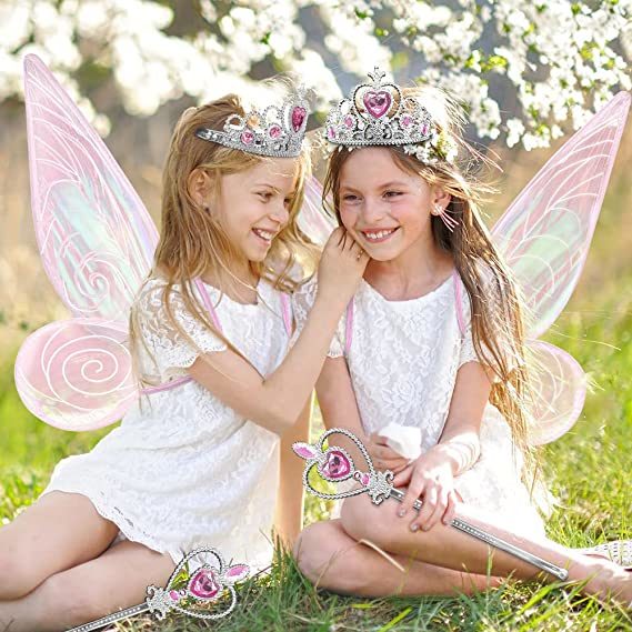 Angel wings headband fairy stick three-piece set; Fairy Wings Dress Up Sparkling Sheer Wings for Kids Girls Women