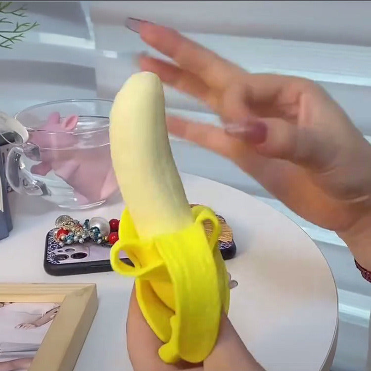 High Quality Banana Squishy Toy; Squeeze And Stretch Tpr Squeeze Banana Toy For Kids