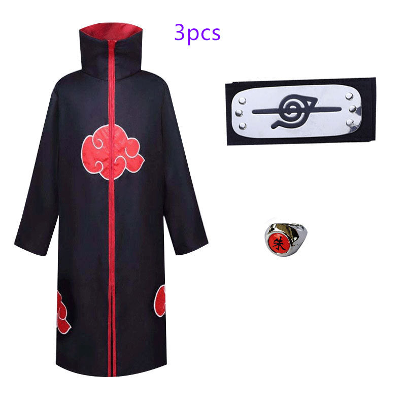 Naruto Cosplay Costume Props Ring; Gloves Red Cloud Robe Cloak Kimono Akatsuki Headband Kunai Suit Adult Child Cos Gift