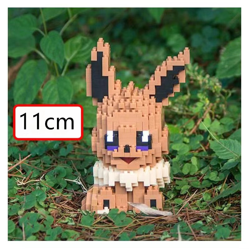 Micro-Particle Building Bblocks Elf Pokémon Eevee Family Doll Mmini Assembled Building Blocks Toys Parent-child Teaching Game