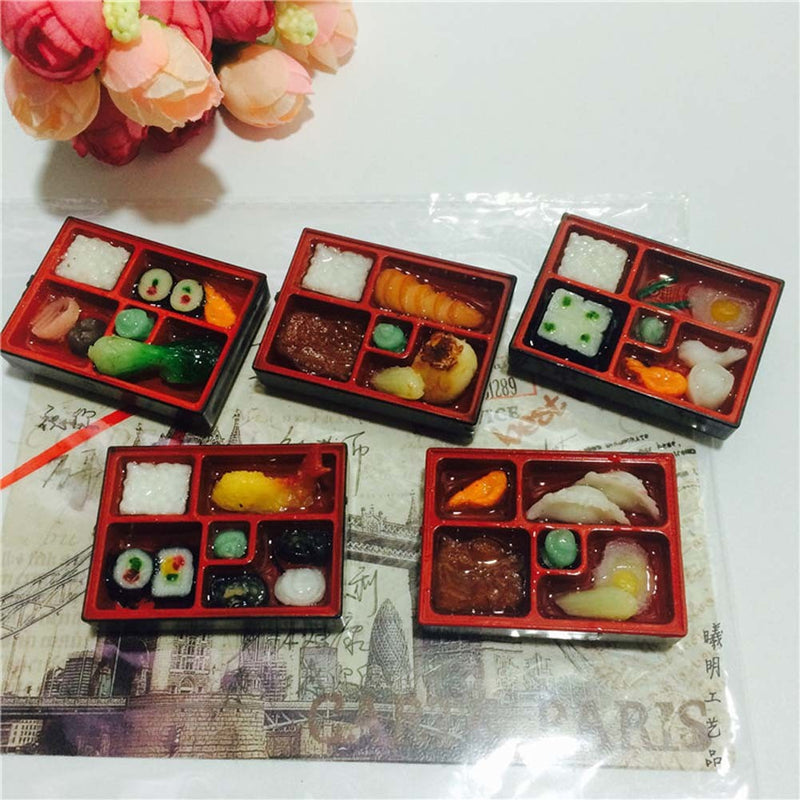 Set Of 5 Lovely Refrigerator Magnet Set Silica Gel Simulated Lunch Box