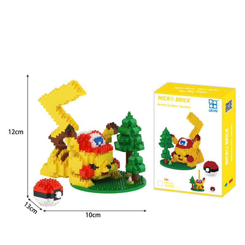 Pokemon Creative Mini Building Blocks Pikachu Pen Holder Fun Toy Building Blocks Children's Educational Jigsaw Christmas Gift