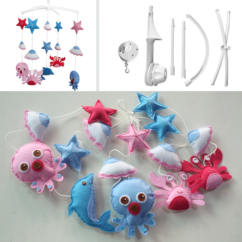 Baby Crib Mobile Infant Toy Baby Nursery Mobile Hanging Bed Decor for Boys Girls Baby Shower; Blue and Pink Crab Octopus and Shell