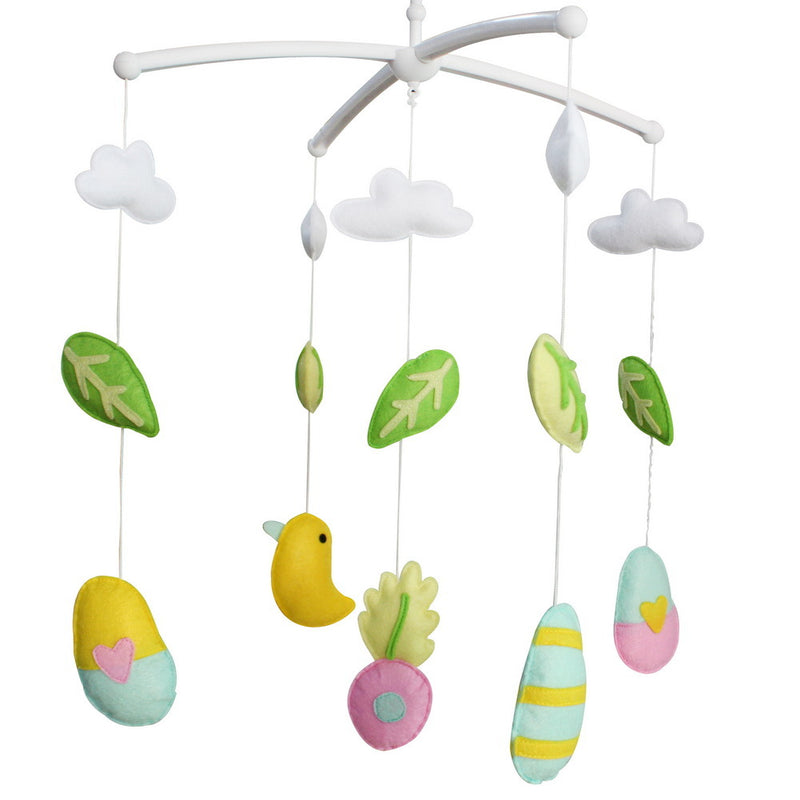 Baby Crib Mobile Animal Musical Crib Mobile Nursery Room Hanging Decor Toy Bird Egg Leaves