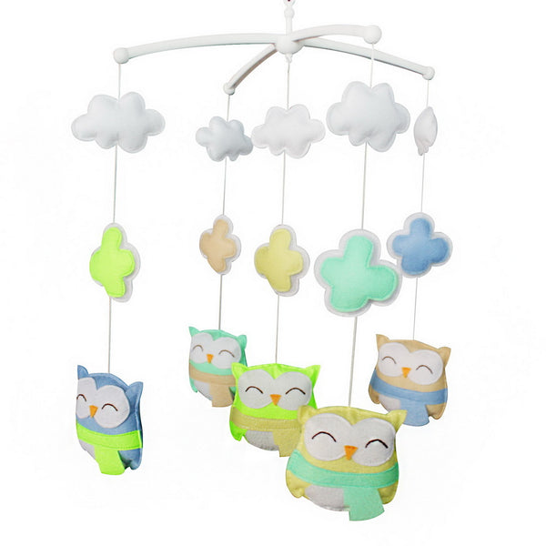 Candy Color Winter Owl Handmade Baby Musical Crib Mobile Nursery Mobile Hanging Toy for Boys Girls