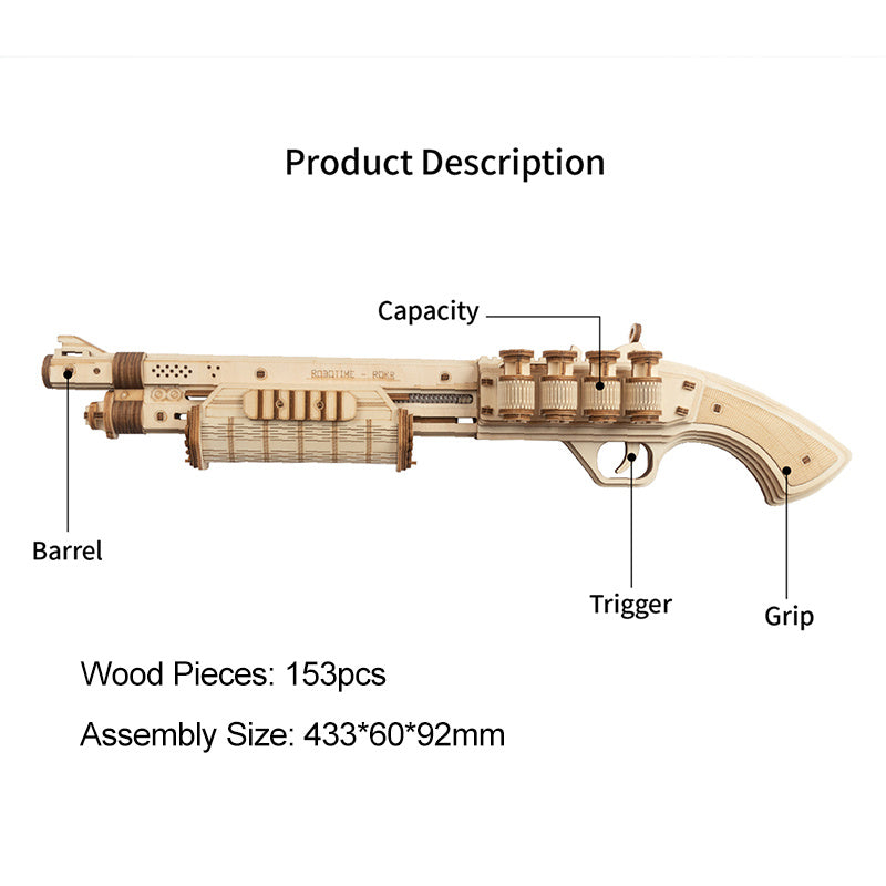 Robotime ROKR 3D Wooden Puzzle Games Shotgun Model Building Kits Toys for Children Drop Shipping